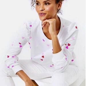 NWOT Lilly Pulitzer Jansen long Sleeve Sweatshirt with Pink and Red Hearts